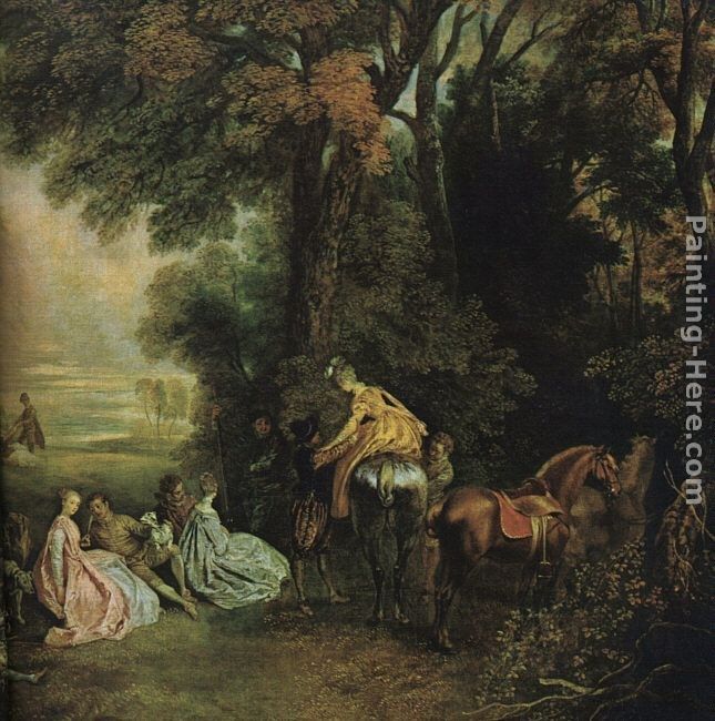 Jean-Antoine Watteau A halt during the chase